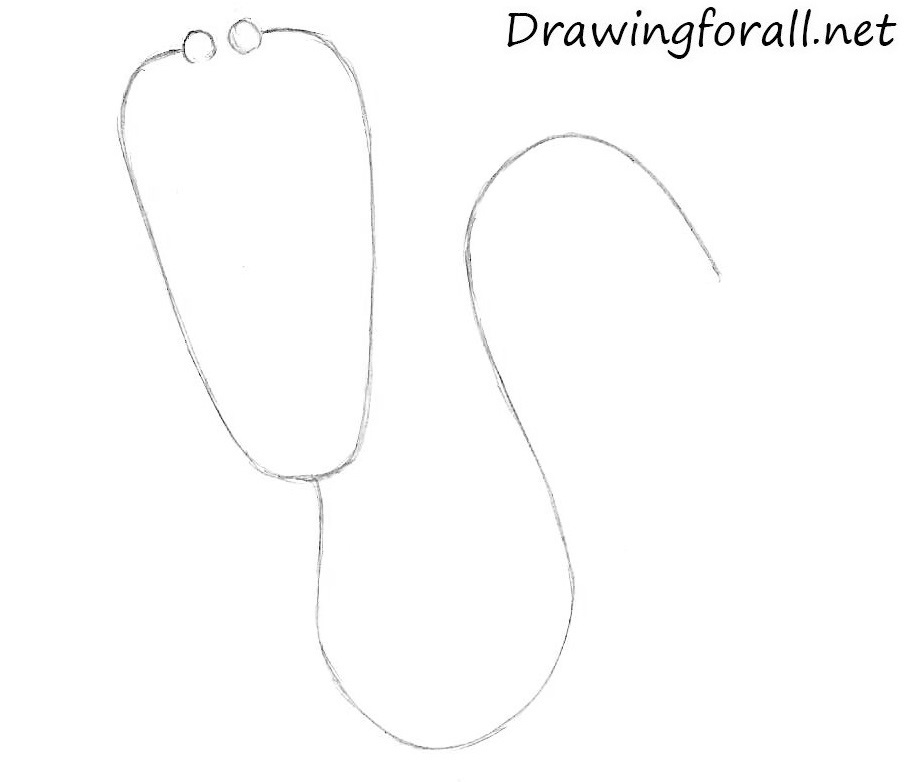How to draw a stethoscope sptep by step