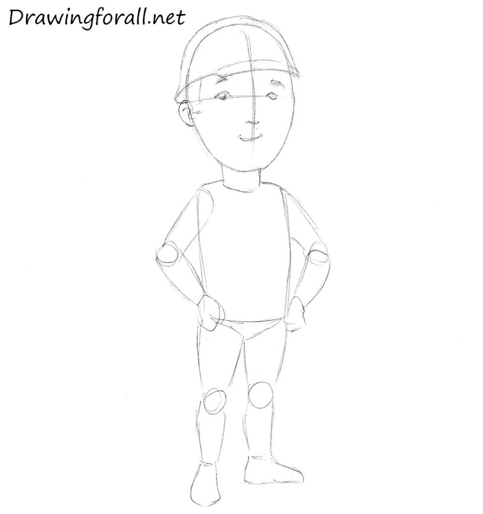 how to draw a builder for children