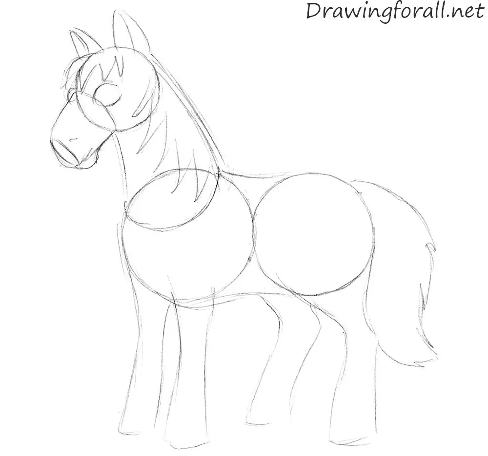 how to draw a cartoon horse