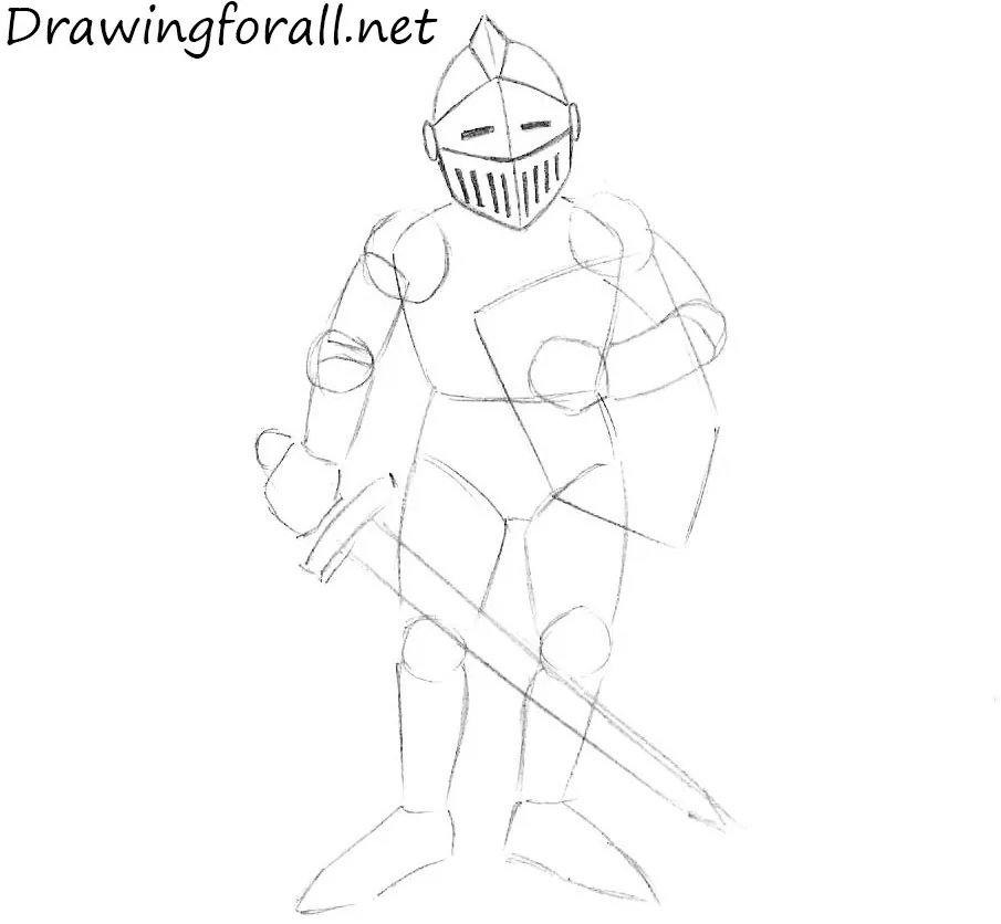 how to draw a cartoon knight