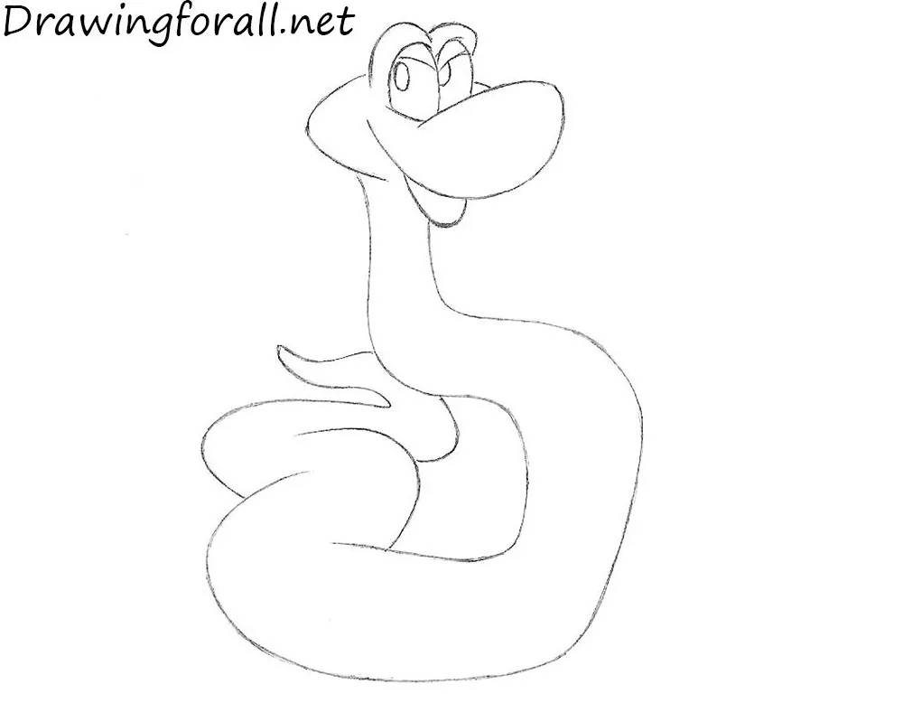 how to draw kaa for the jungle book