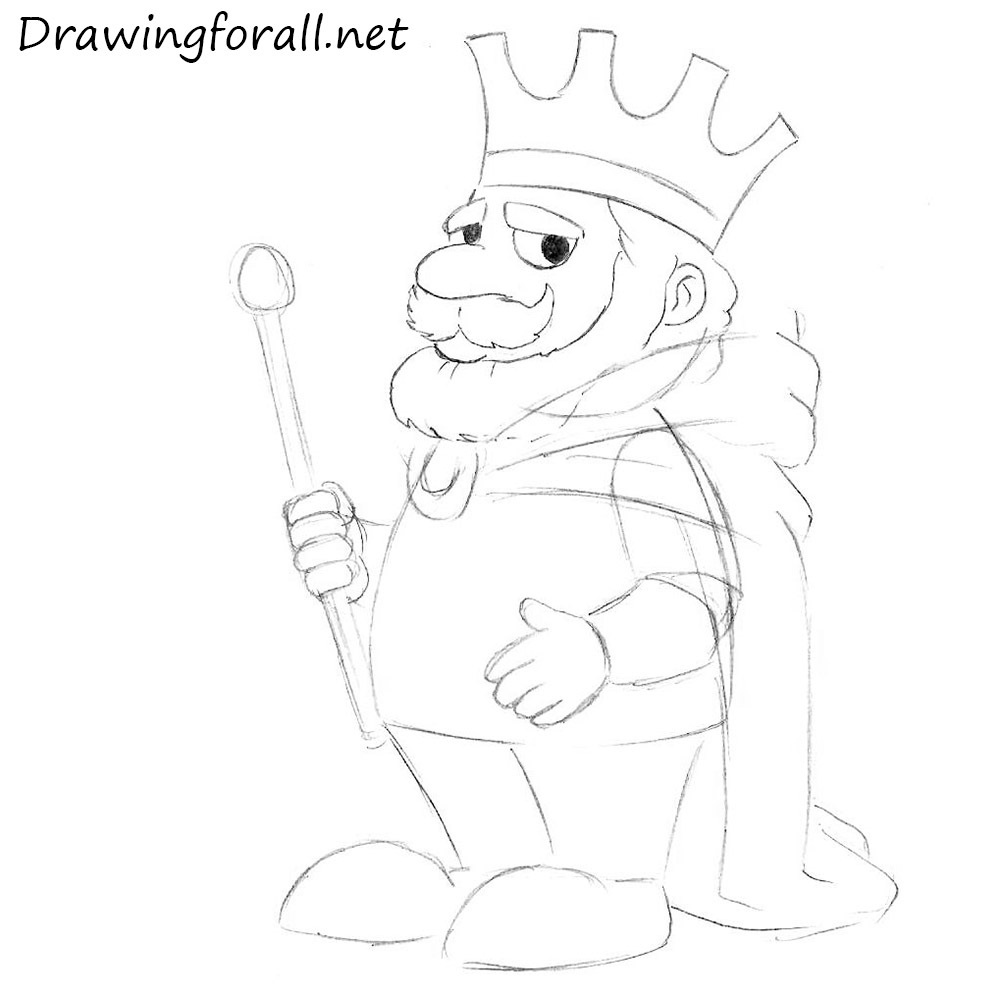 how to draw a cartoon king step by step