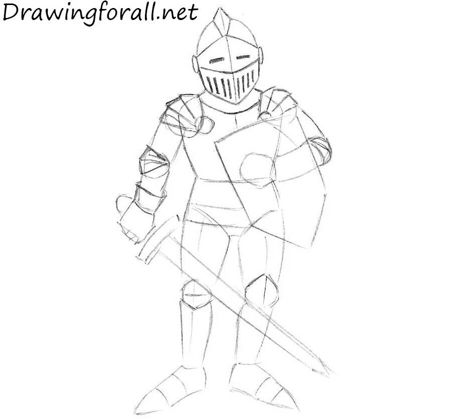 how to draw a cartoon knight step by step