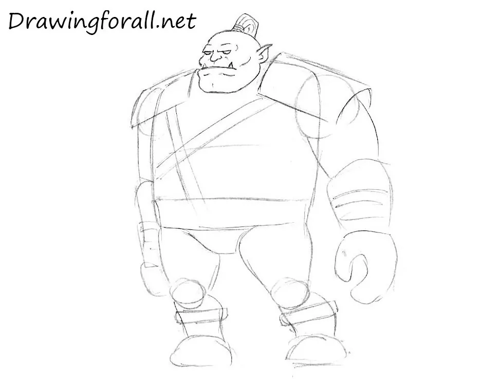 how to draw a cartoon orc step by step
