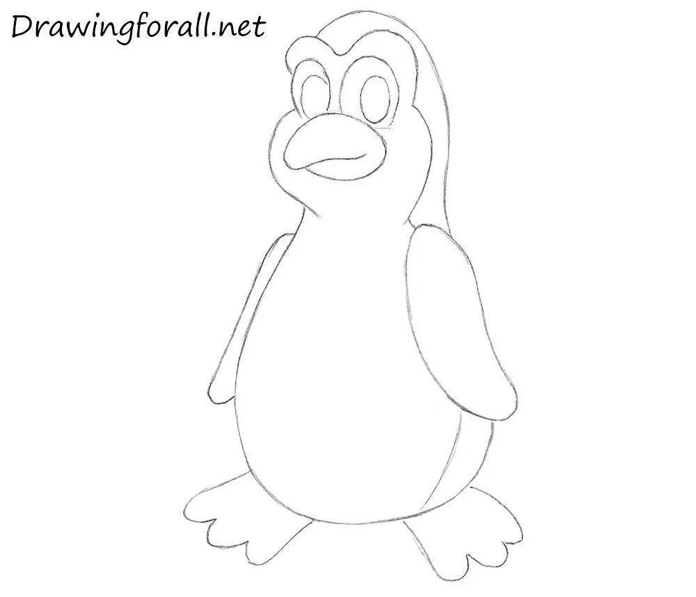 how to draw a cartoon penguin step by step