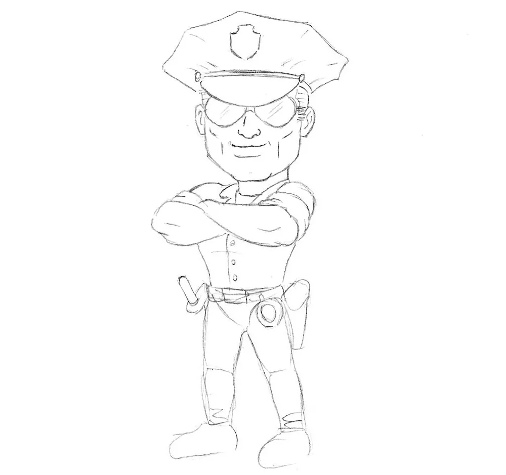 How to Draw a Cartoon Policeman