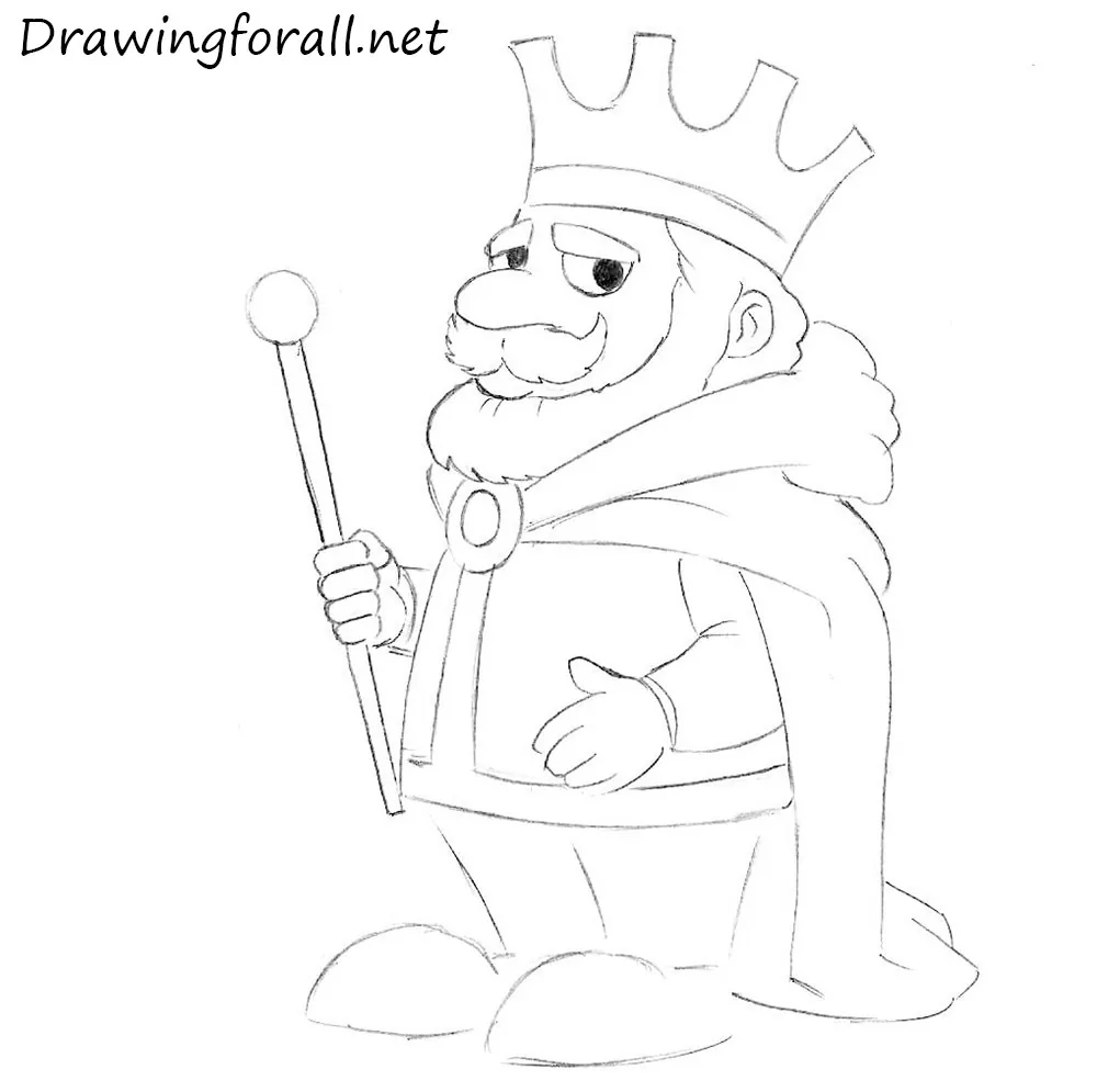 how to draw a cartoon king step by step