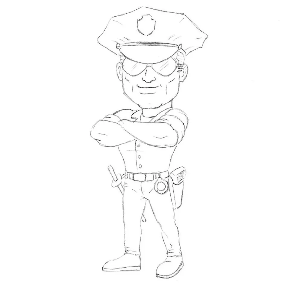 how to draw a cartoon policeman