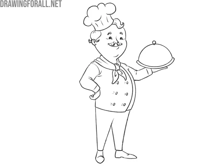 Trace and complete the cartoon chef