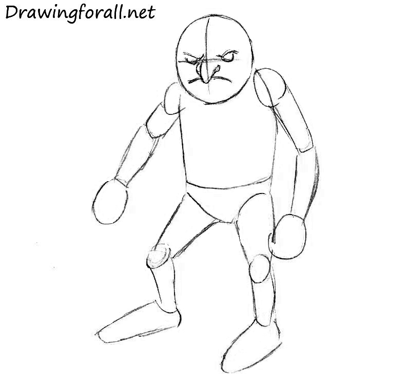 Draw the cartoon goblin facial features
