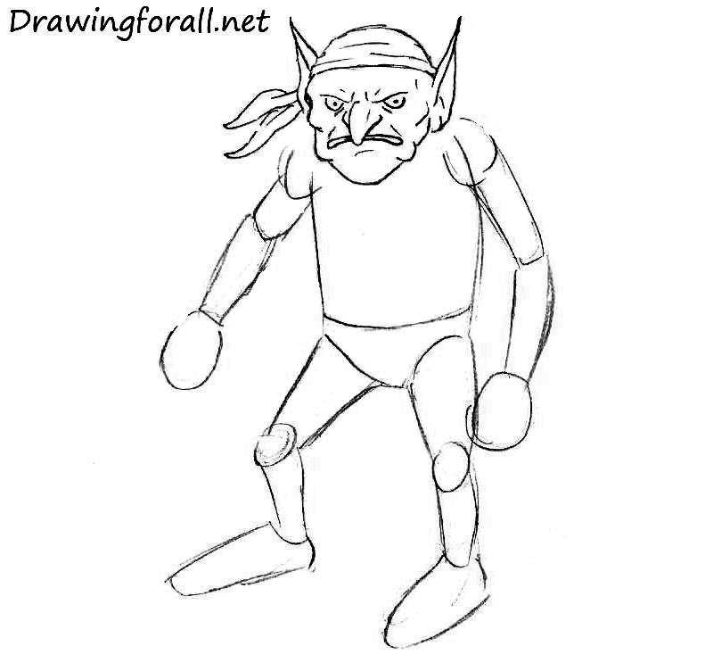 Refine the goblin face and erase guides