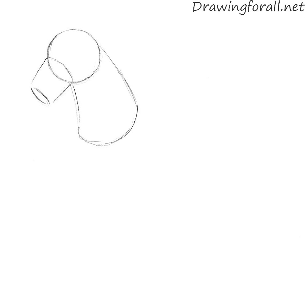 Draw the neck of the cartoon horse