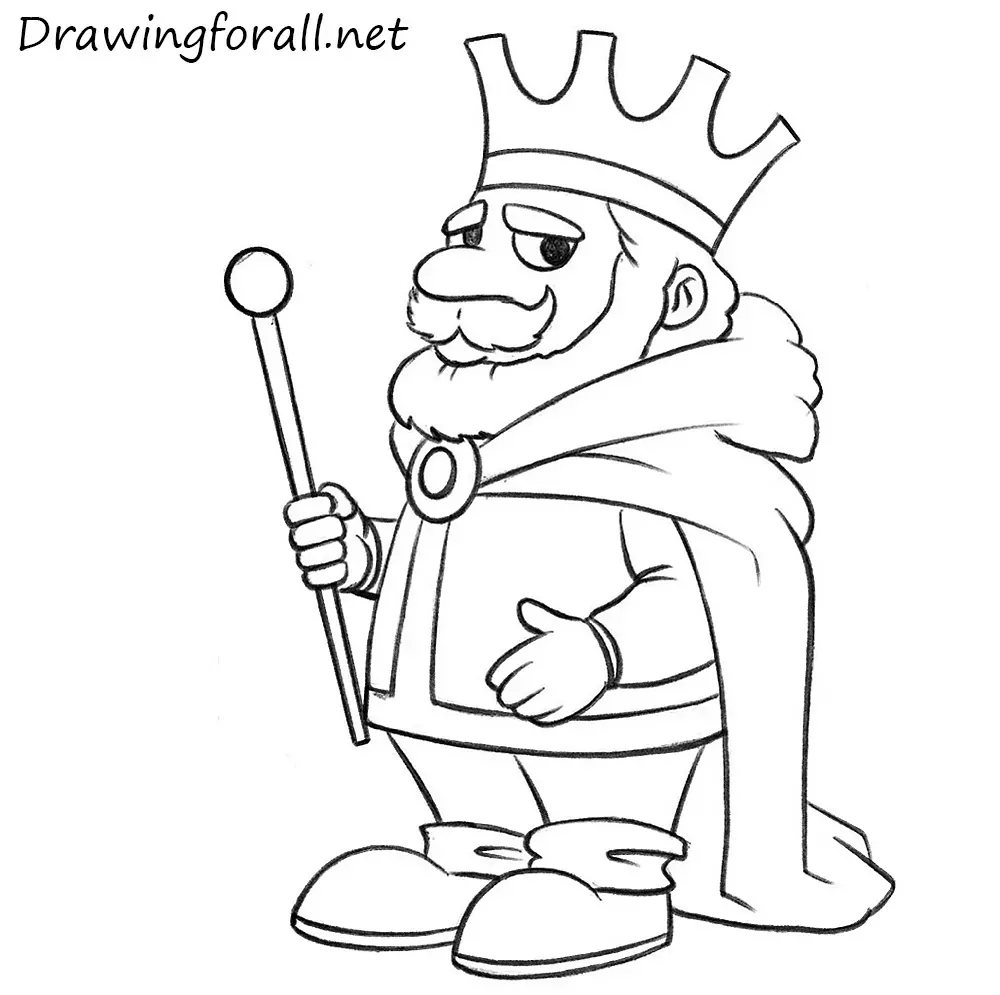 Trace the cartoon king with bold lines