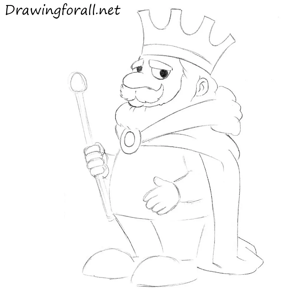 Draw the cartoon king cloak in detail
