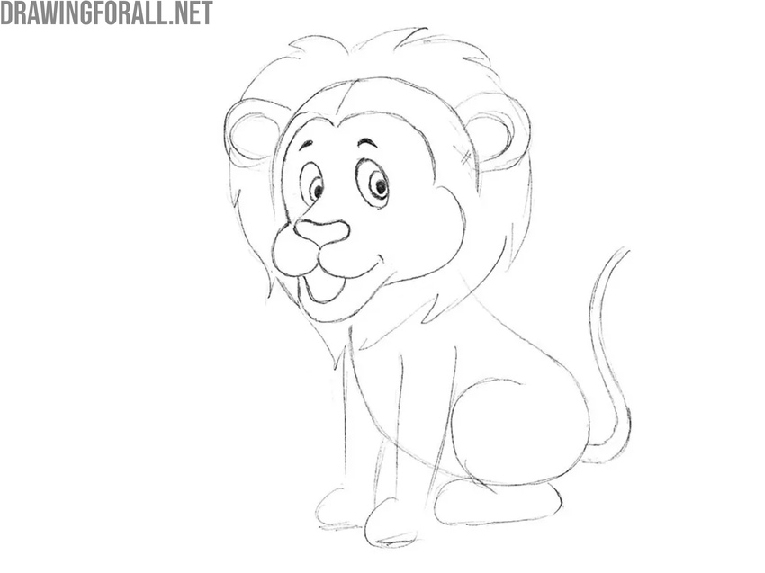 Refine the lion’s facial features