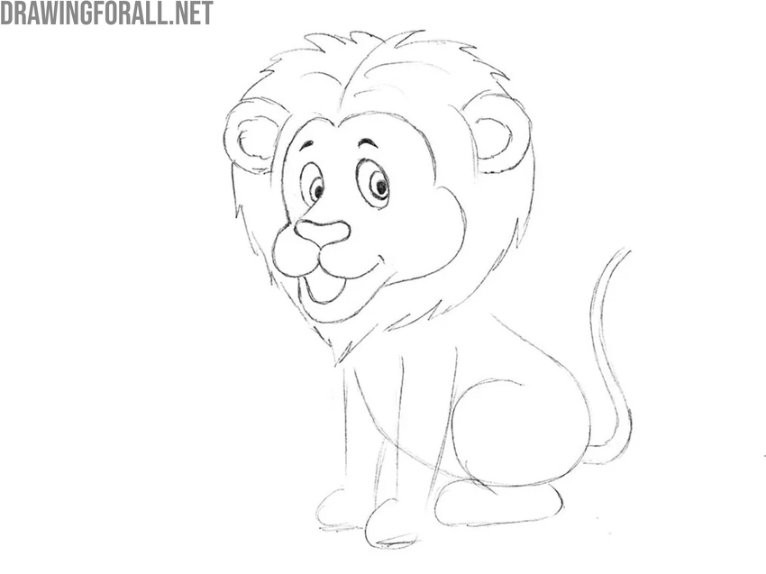 Draw the cartoon lion’s mane in detail