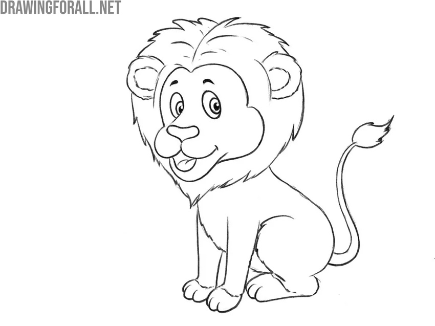 Finish the cartoon lion with bold lines