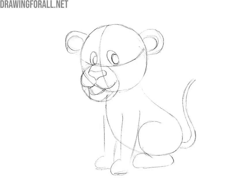 Outline the lion’s nose and mouth