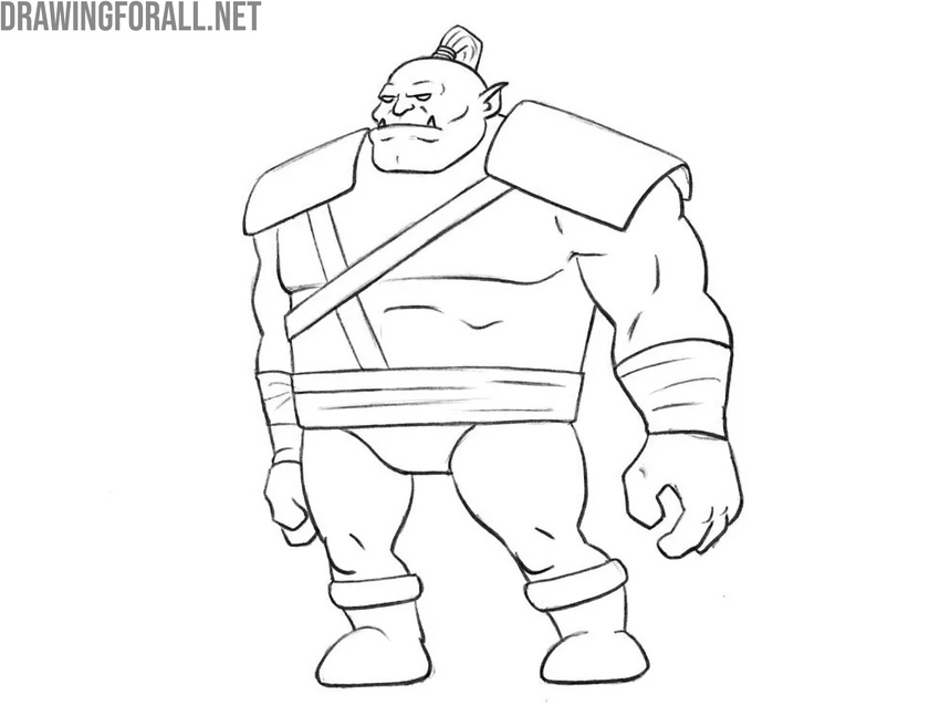 Outline the orc with bold lines