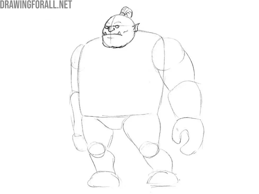 Outline the hair and head details