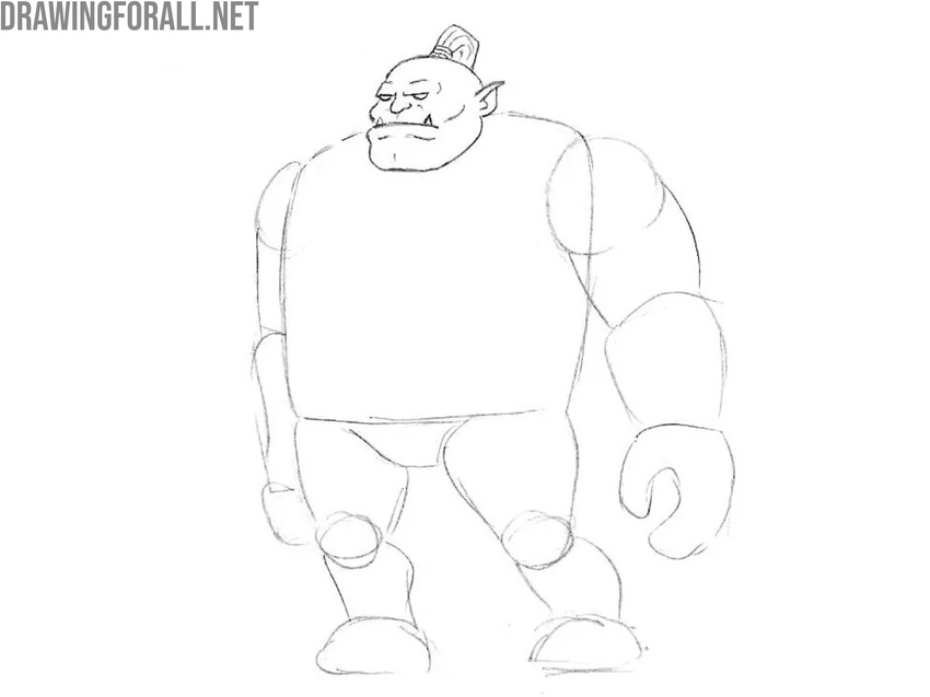 Clean the head of the cartoon orc