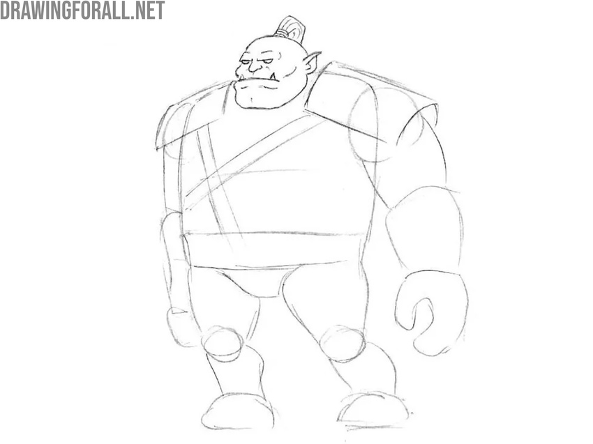 Sketch the orc’s upper clothing