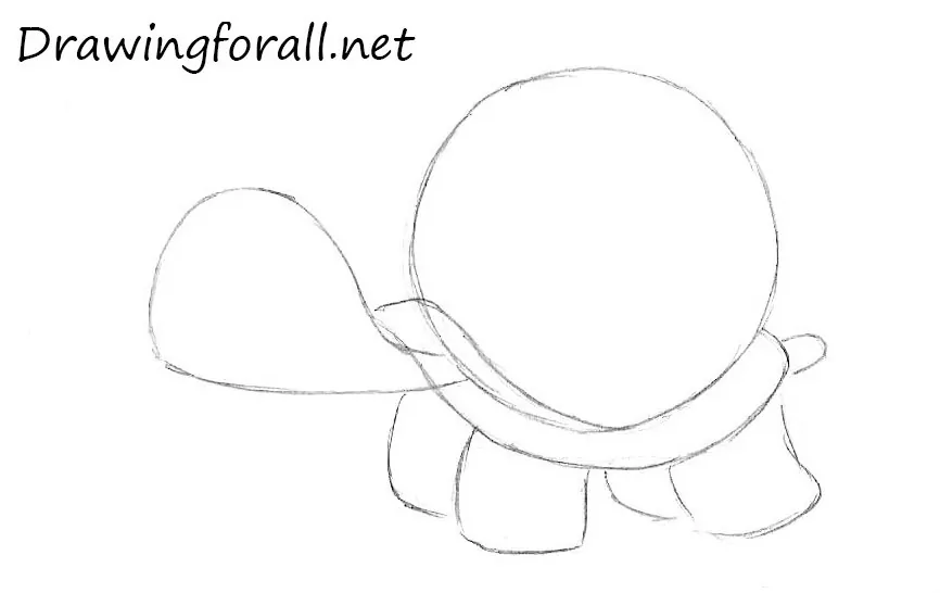 Draw the cartoon turtle legs and tail