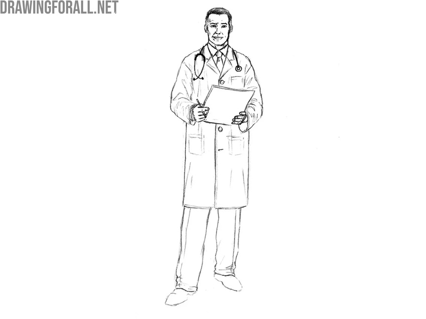 Draw the pants of the doctor