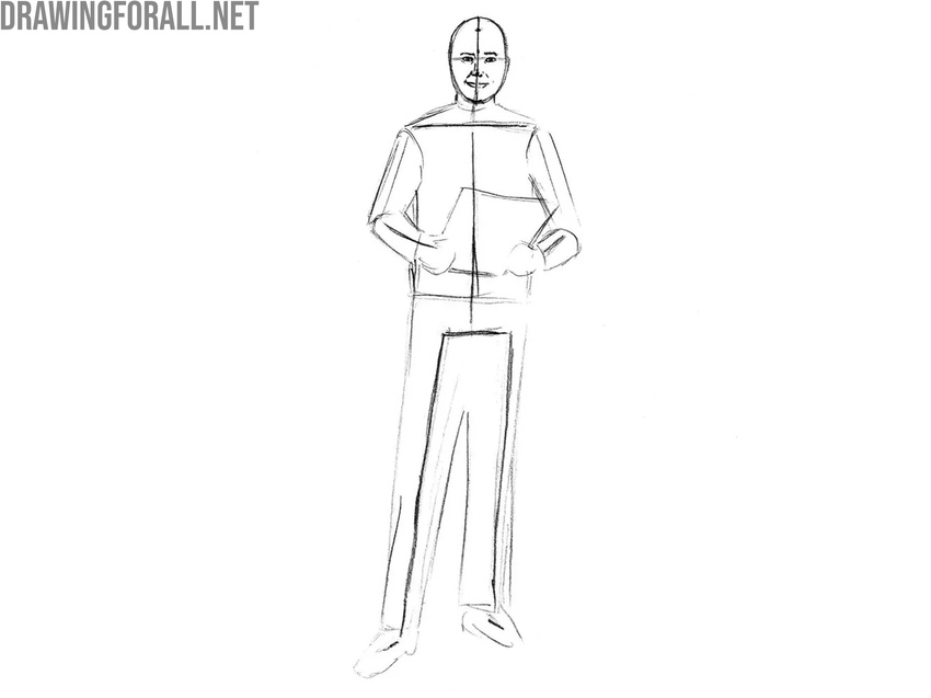 Draw the facial features of the doctor