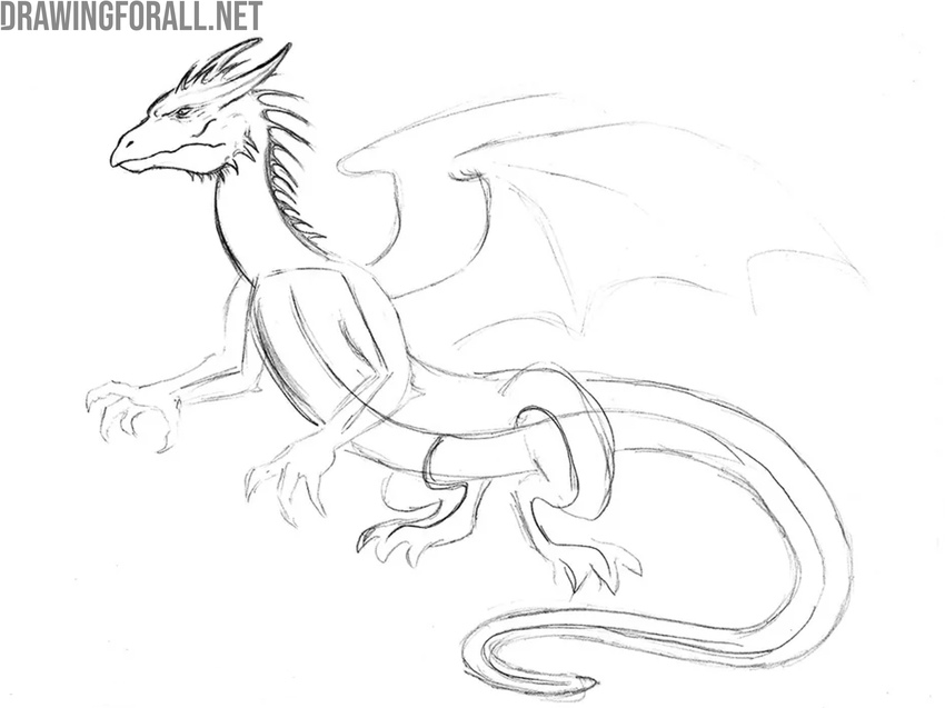 Draw the dragon crest and spikes