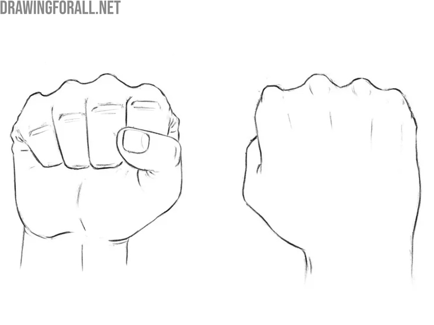 Refine the linework of the fists