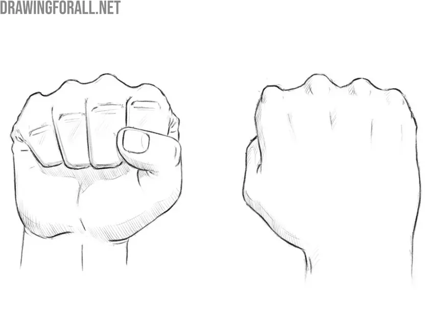 Shade the clenched hand