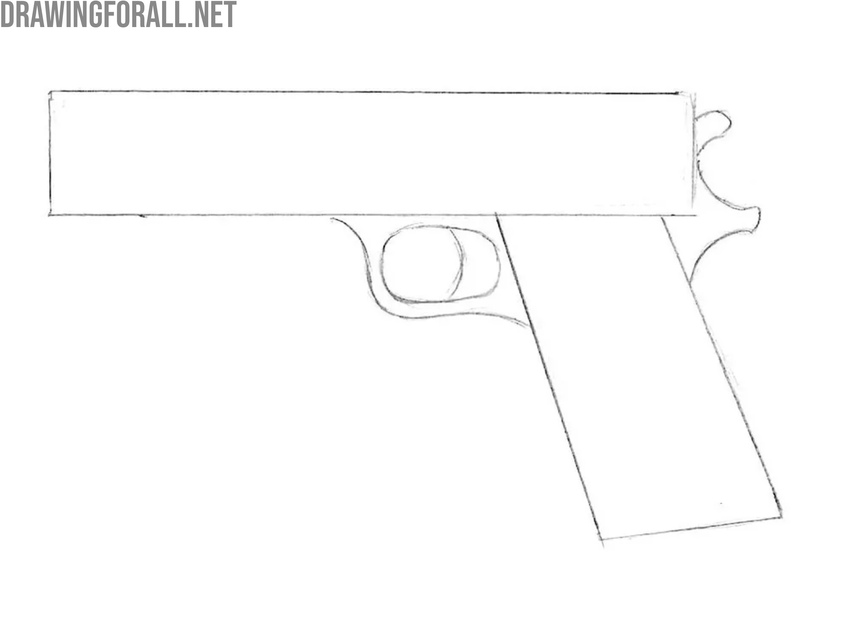 Sketch the hammer and rear grip
