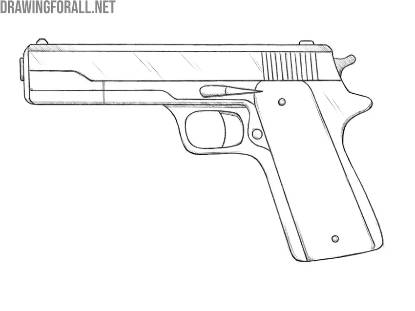 Shade the gun with hatching