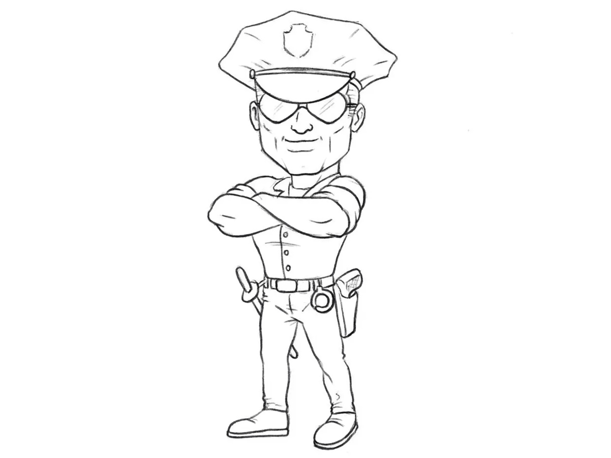 how to draw a cartoon police officer featured image