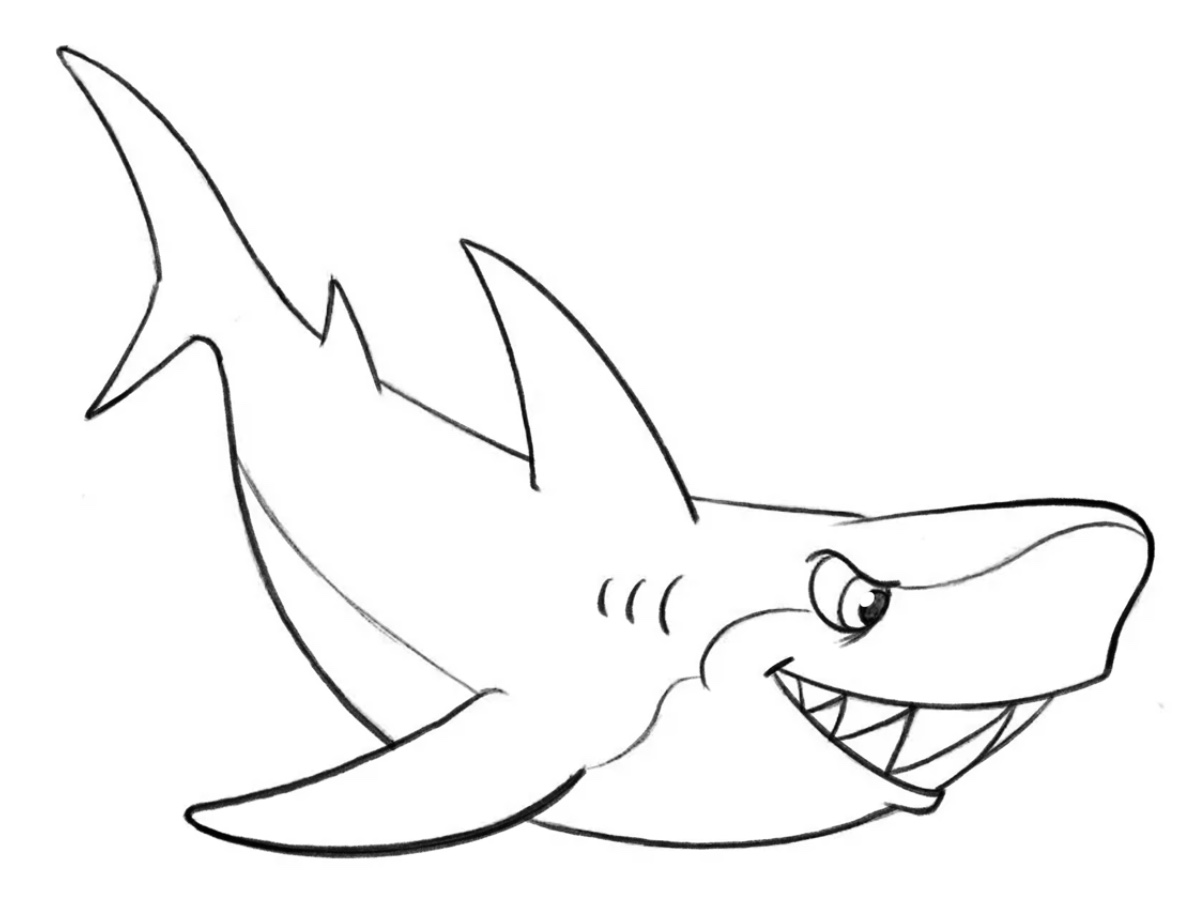 how to draw a cartoon shark featured image