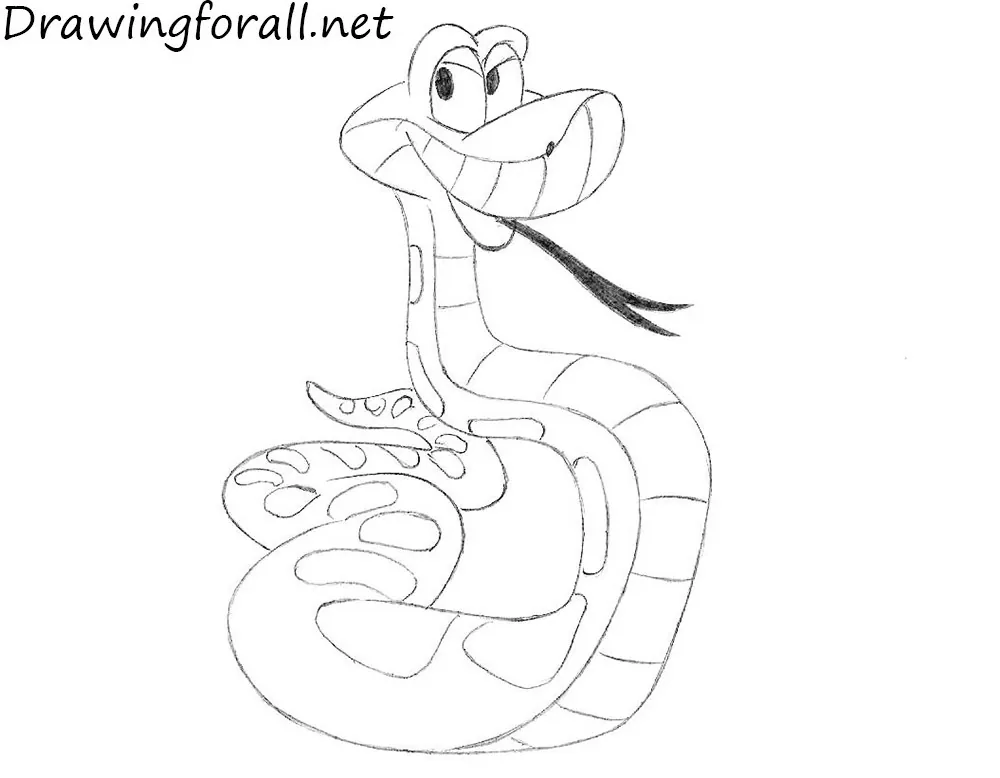 Draw Kaa’s tongue and patterns