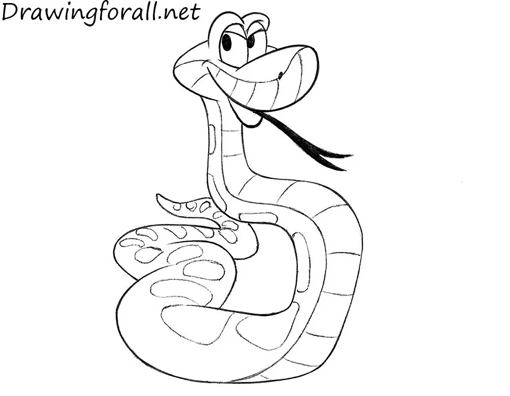 Outline the cartoon snake with thick lines