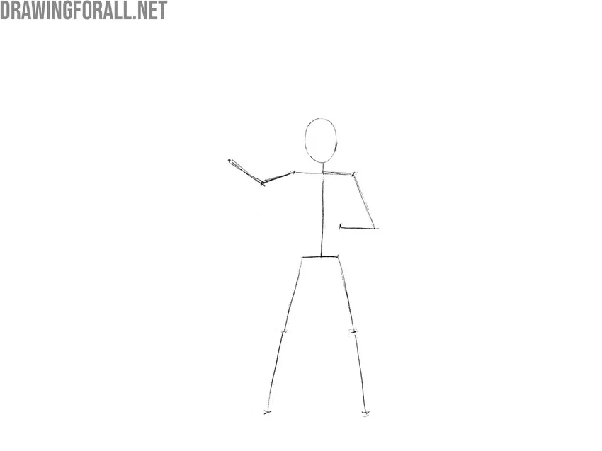 Sketch the warrior’s skeleton