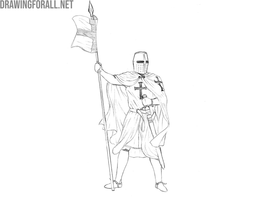 Draw the knight flag and emblem