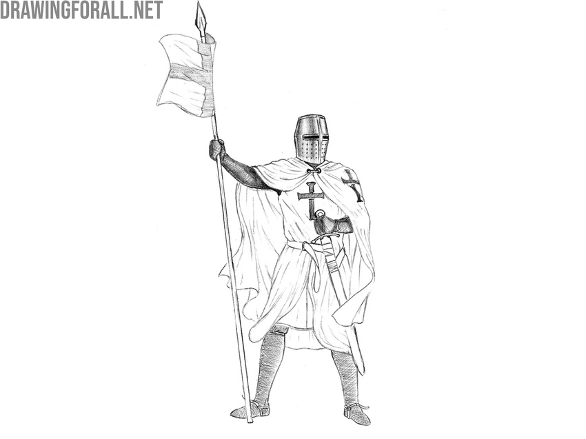 Draw the chain mail on the knight