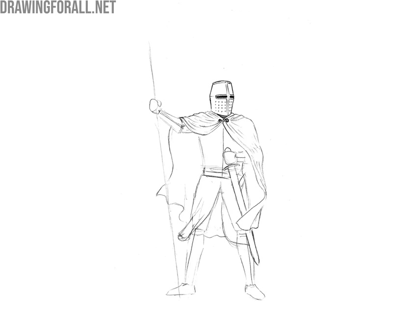 Refine the knight’s cape and brooch