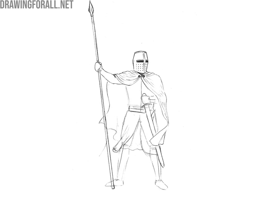 Refine the warrior’s arm and spear