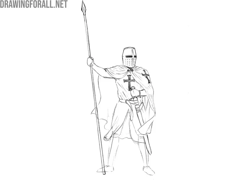 Detail the knight’s chest area