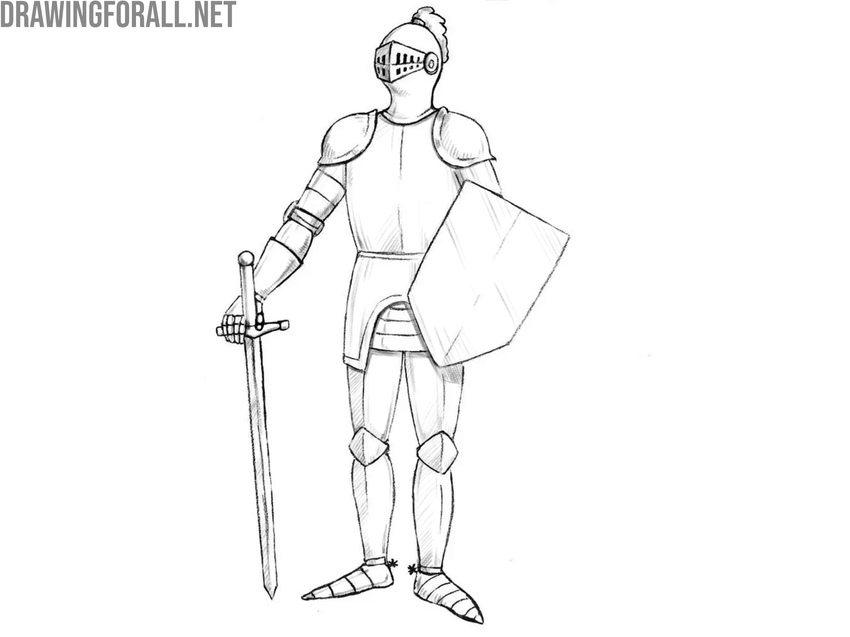 Draw highlights and shadows on the plate armor