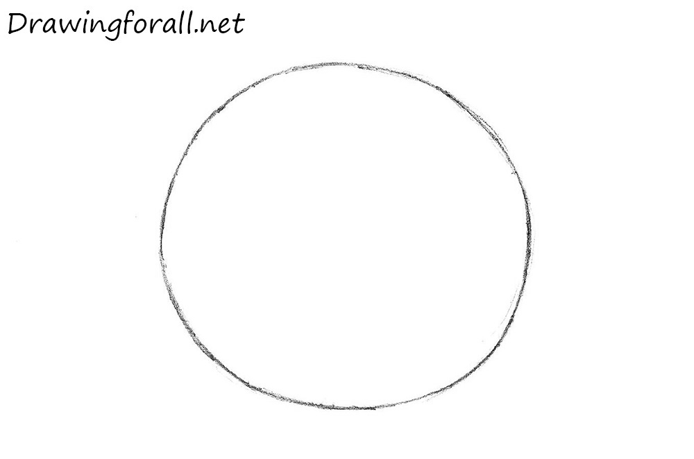Drawing Kolobok's round body as a simple circle
