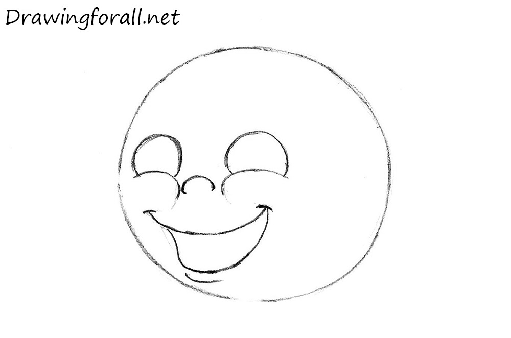 Refining Kolobok's face with clean, dark outlines