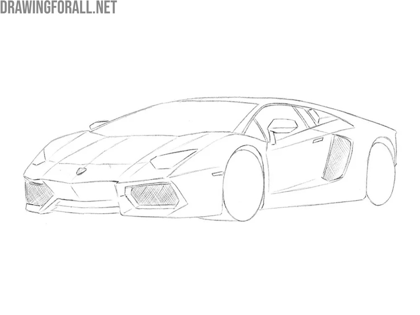 Draw the Lamborghini logo and small details