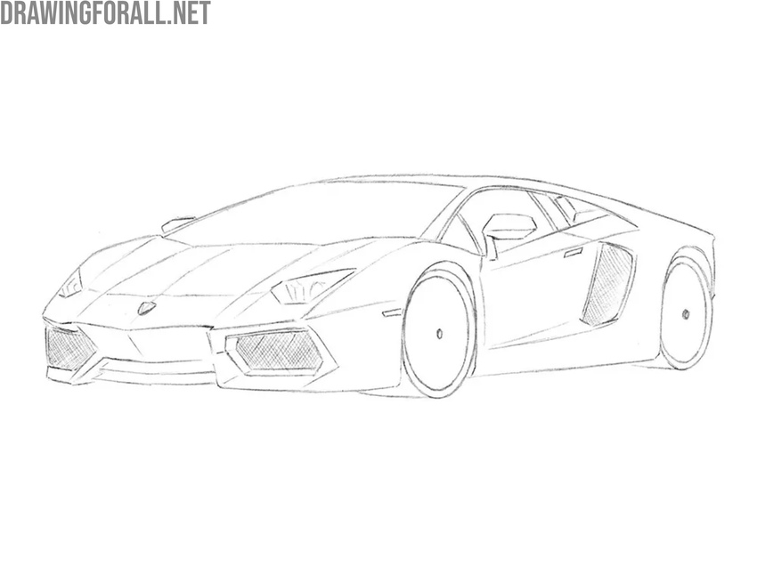 Draw the rim shapes of the Lamborghini