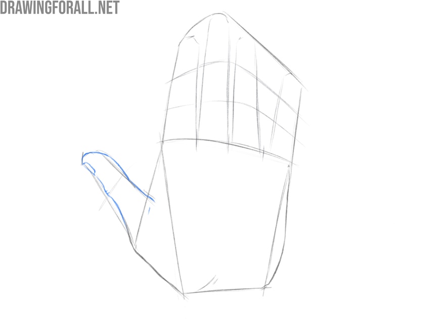 Draw the thumb in detail